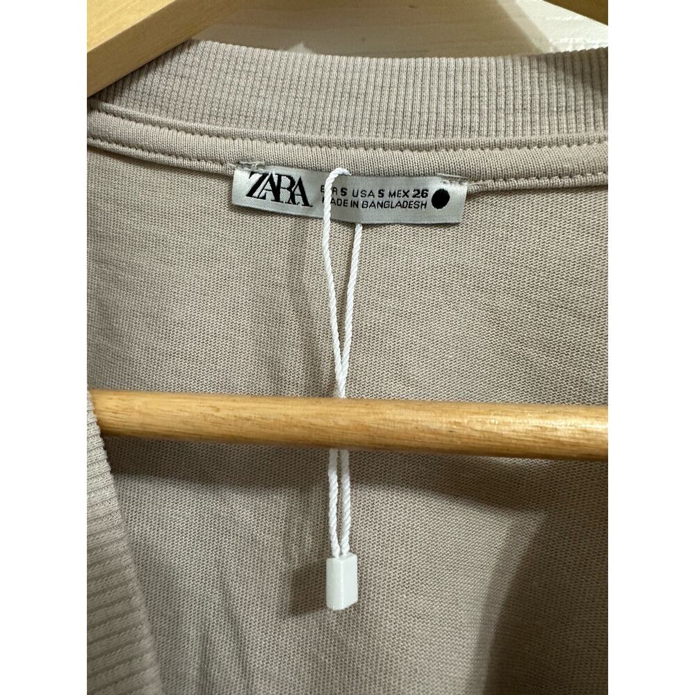 Zara‎ women's tan short sleeve crew neck tee size Small NEW - Picture 3 of 5